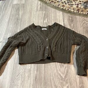 Aeropostal Green Knit Cardigan Sweater Deep Green Size Medium